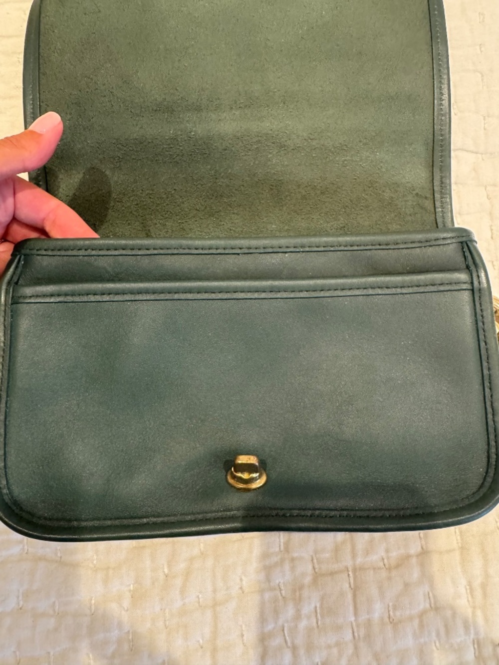 Vintage Hunter Green Leather Coach Bag - Picture 4 of 6